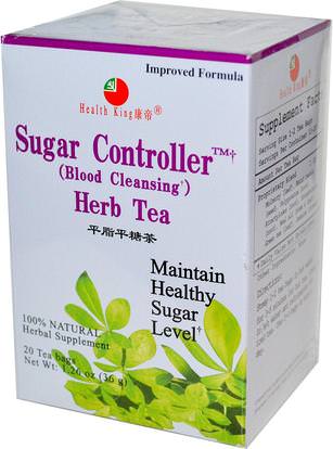 Health King, Sugar Controller (Blood Cleansing) Herb Tea, 20 Tea Bags 1.26 oz (36 g) ,والصحة، والسكر في الدم، والغذاء، والشاي العشبية
