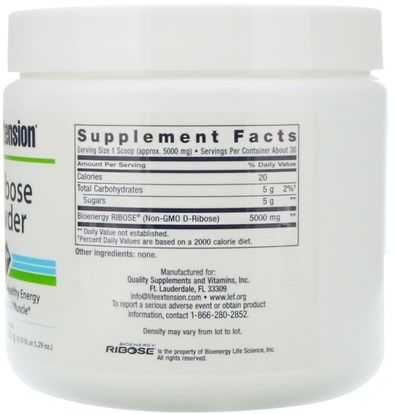 الصحة Life Extension, D-Ribose Powder, 5.29 oz (150 g)