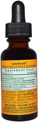 والصحة والرئة والقصبات الهوائية Herb Pharm, Calm Breath, Respiratory System, 1 fl oz (30 ml)