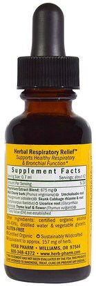 والصحة والرئة والقصبات الهوائية Herb Pharm, Herbal Respiratory Relief, 1 fl oz (30 ml)