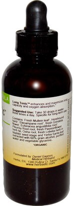 والصحة والرئة والقصبات الهوائية Herbs Etc., Lung Tonic, 4 fl oz (118 ml) (Discontinued Item)