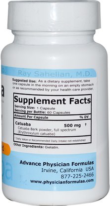 الصحة، الرجال، كاتوابا Advance Physician Formulas, Inc., Catuaba, 500 mg, 60 Capsules