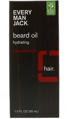 الصحة، الرجال Every Man Jack, Beard Oil, Hydrating, Cedarwood, 1.0 fl oz (30 ml)