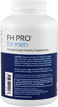 الصحة، الرجال Fairhaven Health, FH Pro for Men, Clinical Grade Fertility Supplement, 180 Capsules