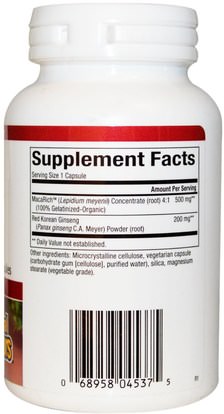 الصحة، الرجال، الببغاء، المكملات الغذائية، أدابتوغين Natural Factors, Organic MacaRich, Super Strength Power Maca, with Ginseng, 500 mg, 90 Veggie Caps