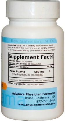 الصحة، الرجال، ميرا بواما مارابواما Advance Physician Formulas, Inc., Muira Puama, 500 mg, 60 Capsules