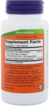 والصحة، وانقطاع الطمث، دونغ كواي، والأعشاب، التوت العفريت Now Foods, Chaste Berry Vitex Extract, 300 mg, 90 Veg Capsules