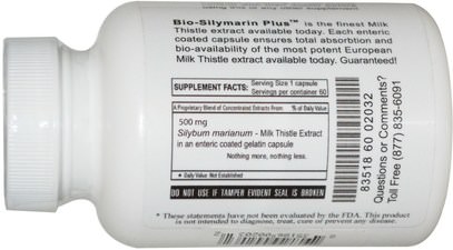 الصحة، الحليب الشوك (سيليمارين) Aloha Medicinals Inc., Bio-Silymarin Plus, 500 mg, 60 Capsules