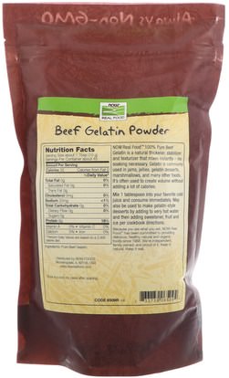 الصحة، صحة الأظافر، الجيلاتين، لحم البقر الجيلاتين Now Foods, Real Food, Beef Gelatin Powder, 1 lb (454 g)