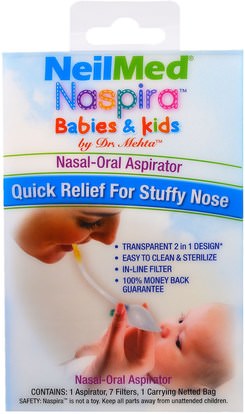 الصحة، صحة الأنف، الطفل والاطفال المنتجات NeilMed, Naspira, Nasal-Oral Aspirator, For Babies & Kids, 1 Kit
