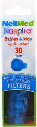 الصحة، صحة الأنف، الطفل والاطفال المنتجات NeilMed, Naspira, Nasal-Oral Aspirator Replacement Filters, For Babies & Kids, 30 Filters
