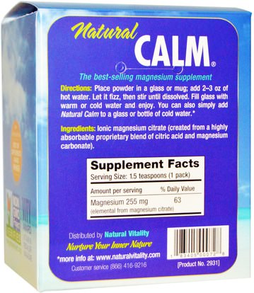 والصحة، والهدوء الطبيعي، ومكافحة الإجهاد Natural Vitality, Natural Calm, The Anti-Stress Drink, Original (Unflavored), 30 Single-Serving Packs, 0.12 oz (3.3 g)