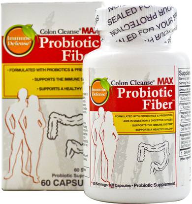Health Plus Inc., Colon Cleanse MAX, Probiotic Fiber, 60 Capsules ,المكملات الغذائية، والألياف، البروبيوتيك، استقرت البروبيوتيك