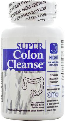 Health Plus Inc., Super Colon Cleanse, Night, 90 Capsules ,الصحة، السموم، تطهير القولون