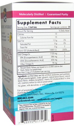 الصحة، الحمل Nordic Naturals, Postnatal Omega-3, Lemon Flavor, 650 mg, 60 Soft Gels
