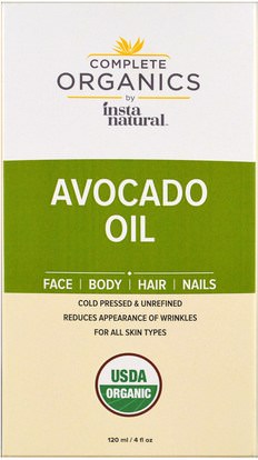الصحة، الجلد، زيت الأفوكادو InstaNatural, Complete Organics, Avocado Oil, 4 fl oz (120 ml)