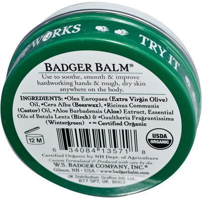 والصحة، والعناية بالبشرة Badger Company, Badger Balm For Hardworking Hands, 2 oz (56 g)