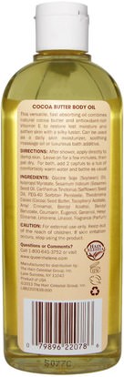 الصحة، الجلد، زبدة الكاكاو، زيت التدليك Queen Helene, Cocoa Butter Body Oil, Enriched With Vitamin E, 10 fl oz (296 ml)