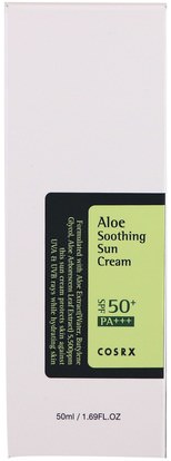 الصحة، الجلد Cosrx, Aloe Soothing Sun Cream, PA+++, SPF 50+, 1.69 fl oz (50 ml)