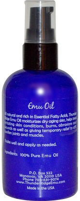 الصحة، الجلد، النفط إمو Thunder Ridge Emu Products, Emu Oil, 4 fl oz (112.50 ml)