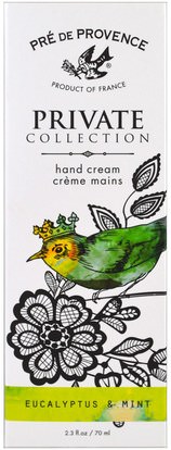 الصحة، الجلد European Soaps, LLC, Pre de Provence, Private Collection, Hand Cream, Eucalyptus & Mint, 2.3 fl oz (70 ml)
