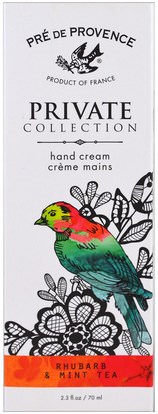 الصحة، الجلد European Soaps, LLC, Pre de Provence, Private Collection, Hand Cream, Rhubarb & Mint Tea, 2.3 fl oz (70 ml)