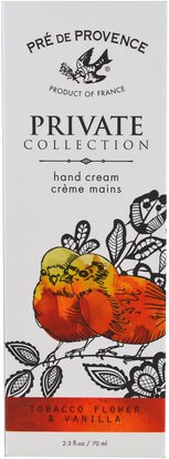 الصحة، الجلد European Soaps, LLC, Pre de Provence, Private Collection, Hand Cream, Tobacco Flower & Vanilla, 2.3 fl oz (70 ml)