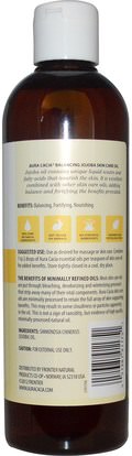 الصحة، الجلد، زيت الجوجوبا، زيت التدليك Aura Cacia, Natural Skin Care Oil, Balancing Jojoba, 16 fl oz (473 ml)