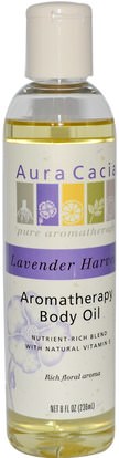 الصحة، الجلد، زيت التدليك Aura Cacia, Aromatherapy Body Oil, Relaxing Lavender, 8 fl oz (237 ml)