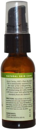 الصحة، الجلد، زيت التدليك Aura Cacia, Organic Baobab Oil, Natural Skin Care, 1 fl oz (30 ml)