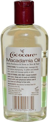 الصحة، الجلد، زيت التدليك، حمام، الجمال، الشعر، فروة الرأس Cococare, Macadamia Oil, 4 fl oz (118 ml)
