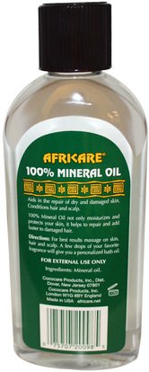 الصحة، الجلد، زيت التدليك Cococare, Africare, 100% Mineral Oil, 8.5 fl oz (250 ml)