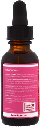الصحة، الجلد، زيت التدليك Leven Rose, 100% Pure & Organic Pomegranate Seed Oil, 1 fl oz (30 ml)