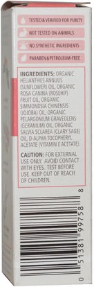 الصحة، مصل الجلد، الجمال، العناية بالوجه، بشرة Aura Cacia, Organic Deep Rosehip Essentials Facial Oil Serum, Geranium & Clary Sage, 1 fl oz (30 ml)