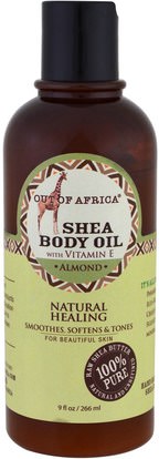 والصحة، والجلد، وتمتد علامات ندوب، زبدة الجسم Out of Africa, Shea Body Oil, Almond, 9 fl oz (266 ml)