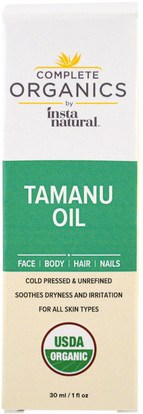الصحة، الجلد، زيت تامانو InstaNatural, Complete Organics, Tamanu Oil, 1 fl oz (30 ml)