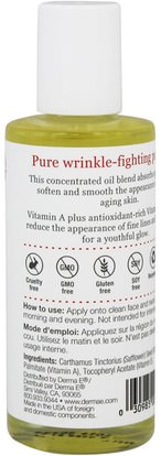 الصحة، الجلد، فيتامين e كريم النفط، الجمال، مكافحة الشيخوخة Derma E, Anti-Wrinkle Vitamin A & E Treatment Oil, 2 fl oz (60 ml)