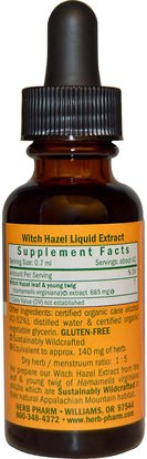 الصحة، الجلد، الساحرة هازل Herb Pharm, Witch Hazel, 1 fl oz (30 ml)