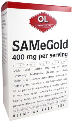 الصحة، تعاطي المخدرات، الإدمان، سام-e (s-أدينوسيل ميثيونين)، سام-e 400 ملغ Olympian Labs Inc., SAMe Gold, 400 mg, 30 Enteric Coated Tablets