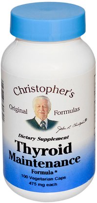 الصحة، الغدة الدرقية Christophers Original Formulas, Thyroid Maintenance Formula, 475 mg, 100 Veggie Caps
