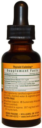 الصحة، الغدة الدرقية Herb Pharm, Thyroid Calming, System Restoration, 1 fl oz (30 ml)