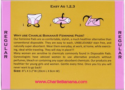 الصحة، المرأة Charlie Banana, Regular Feminine Pads, Floralie, 3 Pads