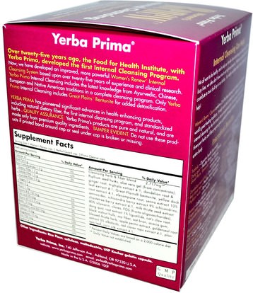 والصحة، والنساء، والتخلص من السموم Yerba Prima, Womens Renew Internal Cleansing, 3 Part Program
