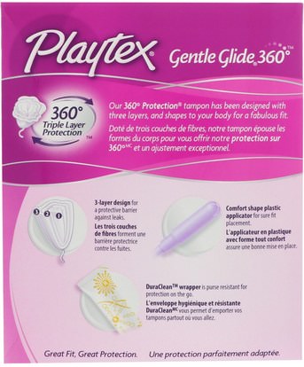 الصحة، المرأة Playtex, Gentle Glide 360, Regular, Unscented, 20 Tampons