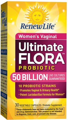 الصحة، المرأة، المكملات الغذائية، البروبيوتيك Renew Life, Womens Vaginal, Ultimate Flora Probiotic, 50 Billion Live Cultures, 30 Vegetable Capsules
