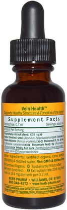 والصحة، والنساء، ودوالي الوريد الرعاية Herb Pharm, Vein Health, 1 fl oz (30 ml)