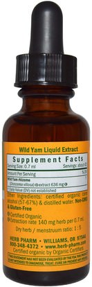 والصحة، والنساء، واليام البرية Herb Pharm, Wild Yam, 1 fl oz (30 ml)