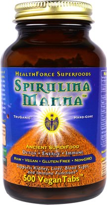 HealthForce Nutritionals, Spirulina Manna, 500 VeganTabs ,المكملات الغذائية، سبيرولينا
