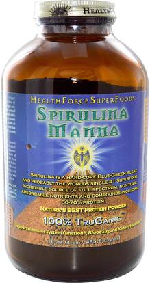 HealthForce Nutritionals, Spirulina Manna, Natures Best Protein Powder, 16 oz, 1 lb (453.5 g) ,المكملات الغذائية، سبيرولينا