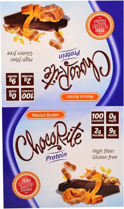 HealthSmart Foods, Inc., ChocoRite Protein Bar, Peanut Butter, 16 Bars - 1.2 oz (34 g) Each ,والرياضة، والبروتين أشرطة